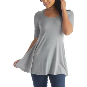 24seven Comfort Apparel Womens Plus Solid Scoop Neck Tunic Top
