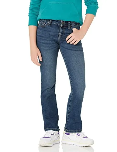 Amazon Essentials Girls' Slim Boot-Cut Stretch Jeans, Washed Blue, 10