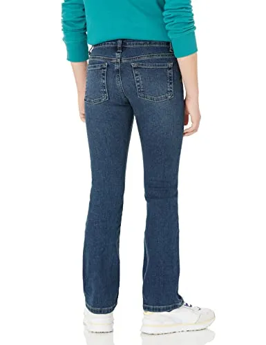 Amazon Essentials Girls' Slim Boot-Cut Stretch Jeans, Washed Blue, 10