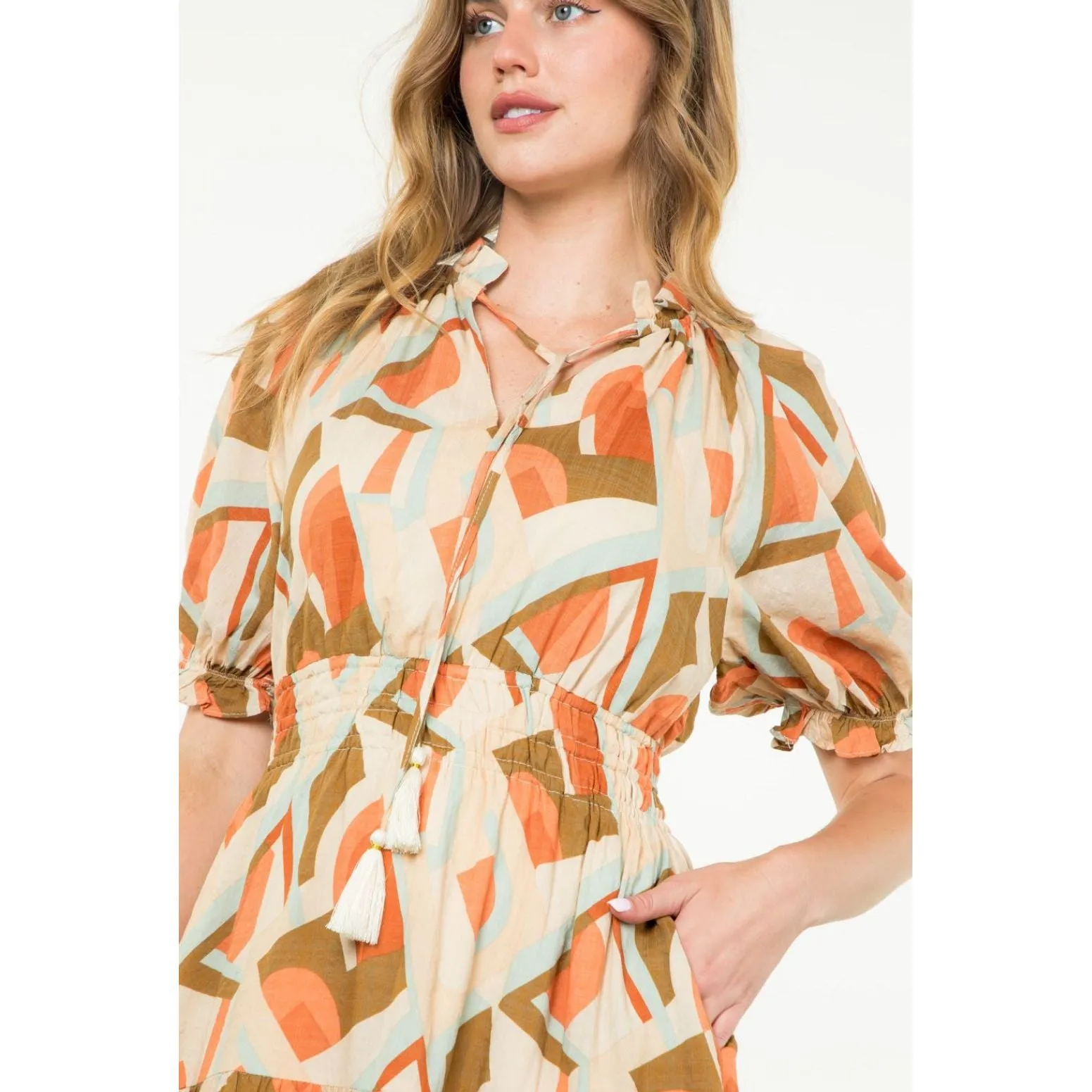 Arena Geometric Printed Midi THML Dress