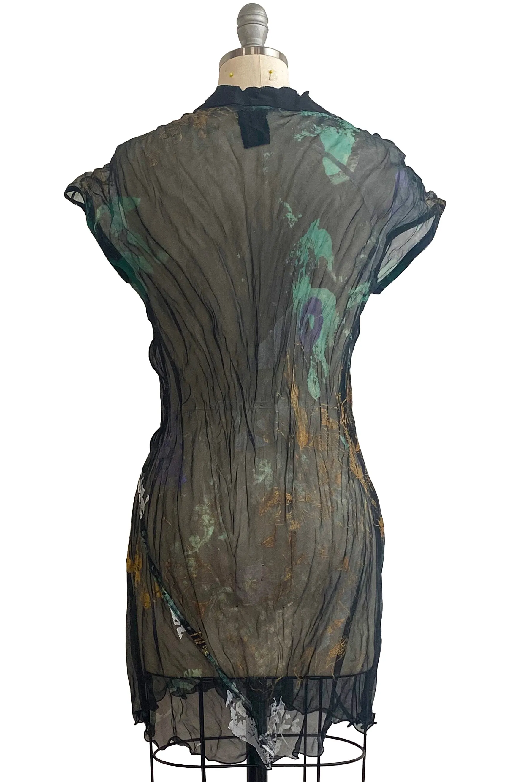 Athena Tunic w/ Collar Azalea Print - Black, Gold, Green & Purple