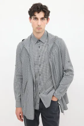 Black & White Cotton Gingham Layered Shirt Jacket