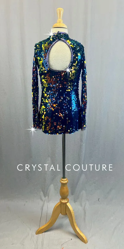 Black Lycra Unitard with Attached Sequin Tunic Dress