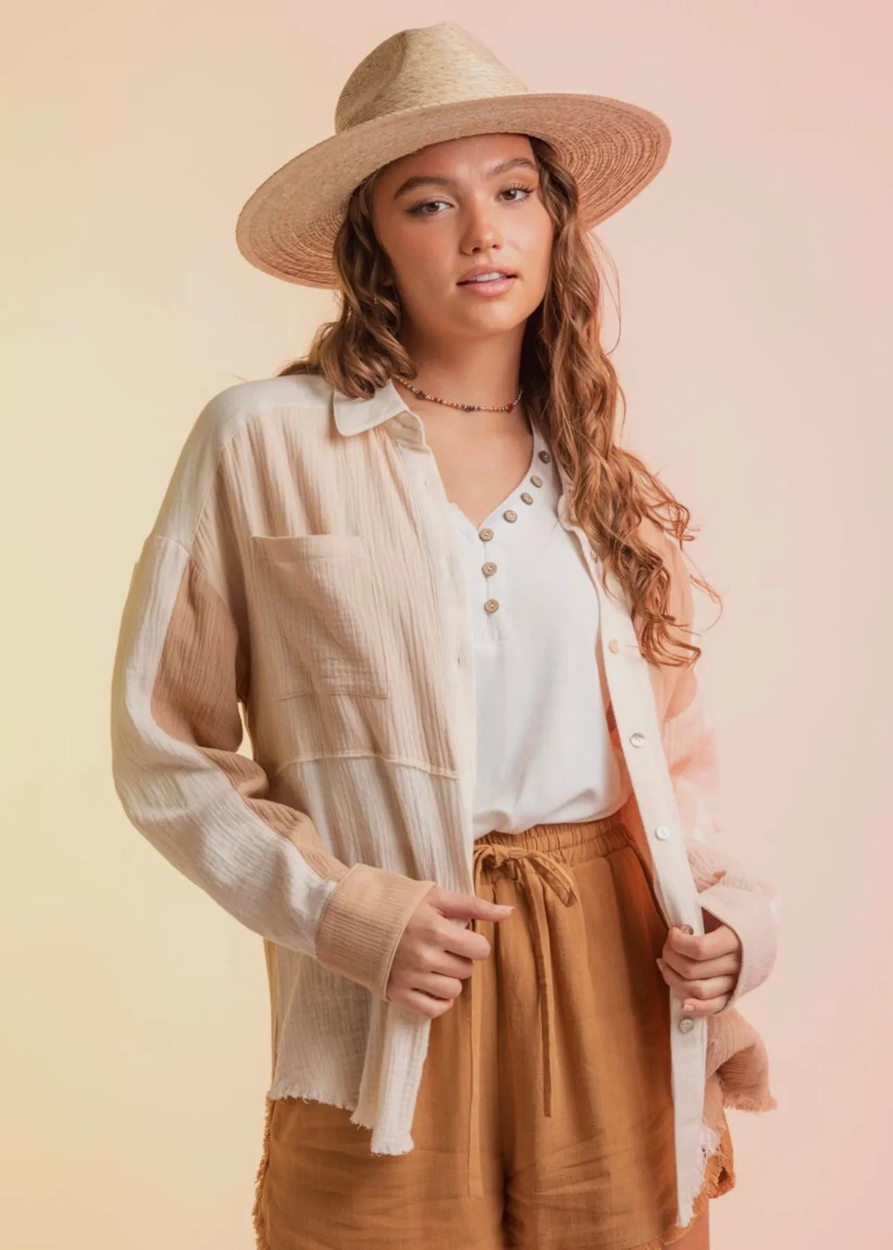 Boho Babe Mini Shorts in Camel