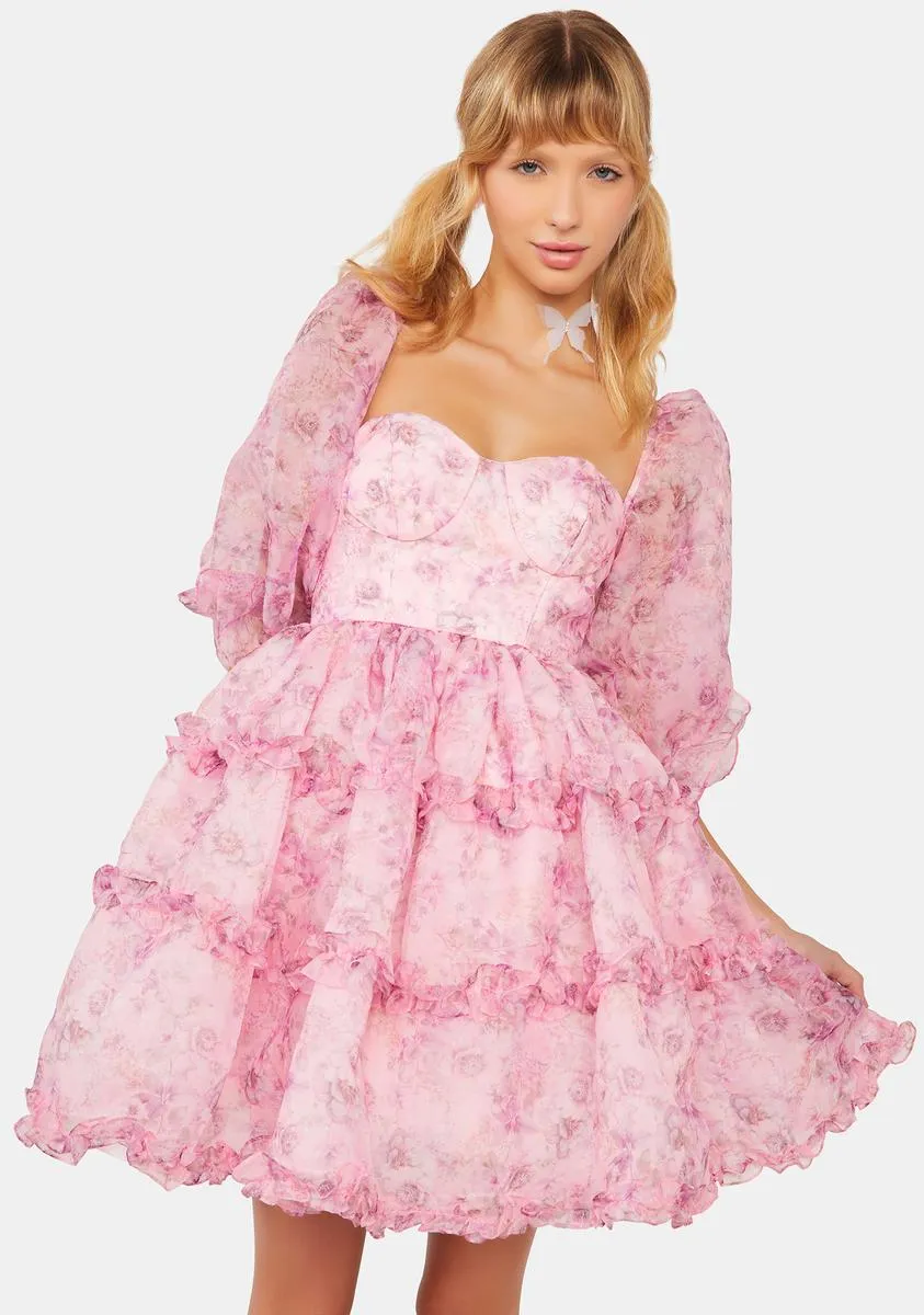 Bouquet Floral Petticoat Mini Dress