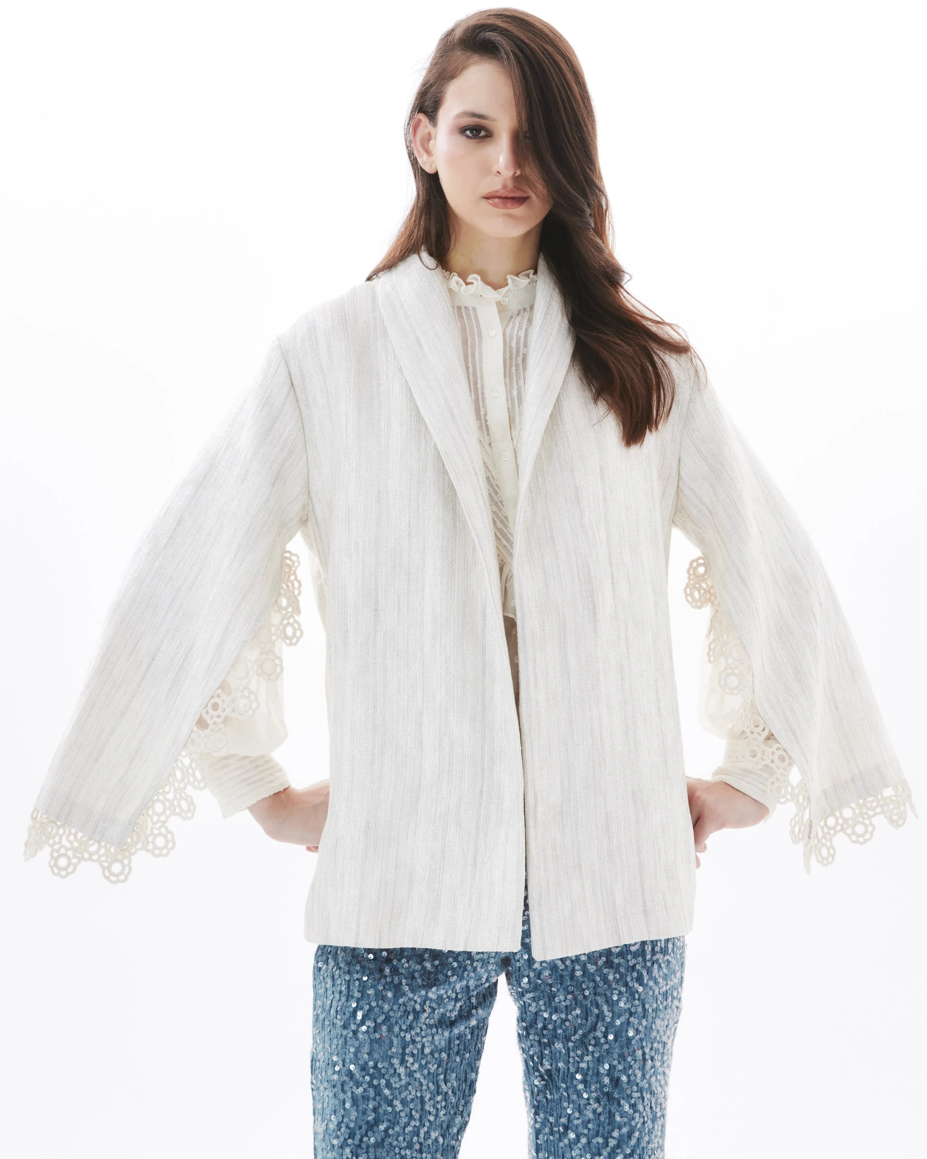 CROCHET FLARED SLEEVE ON SUGAR JACKET