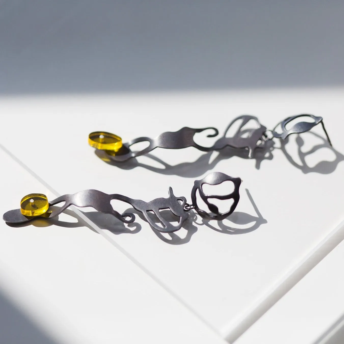 Dancing Seaweed Earrings in Oxidized Silver