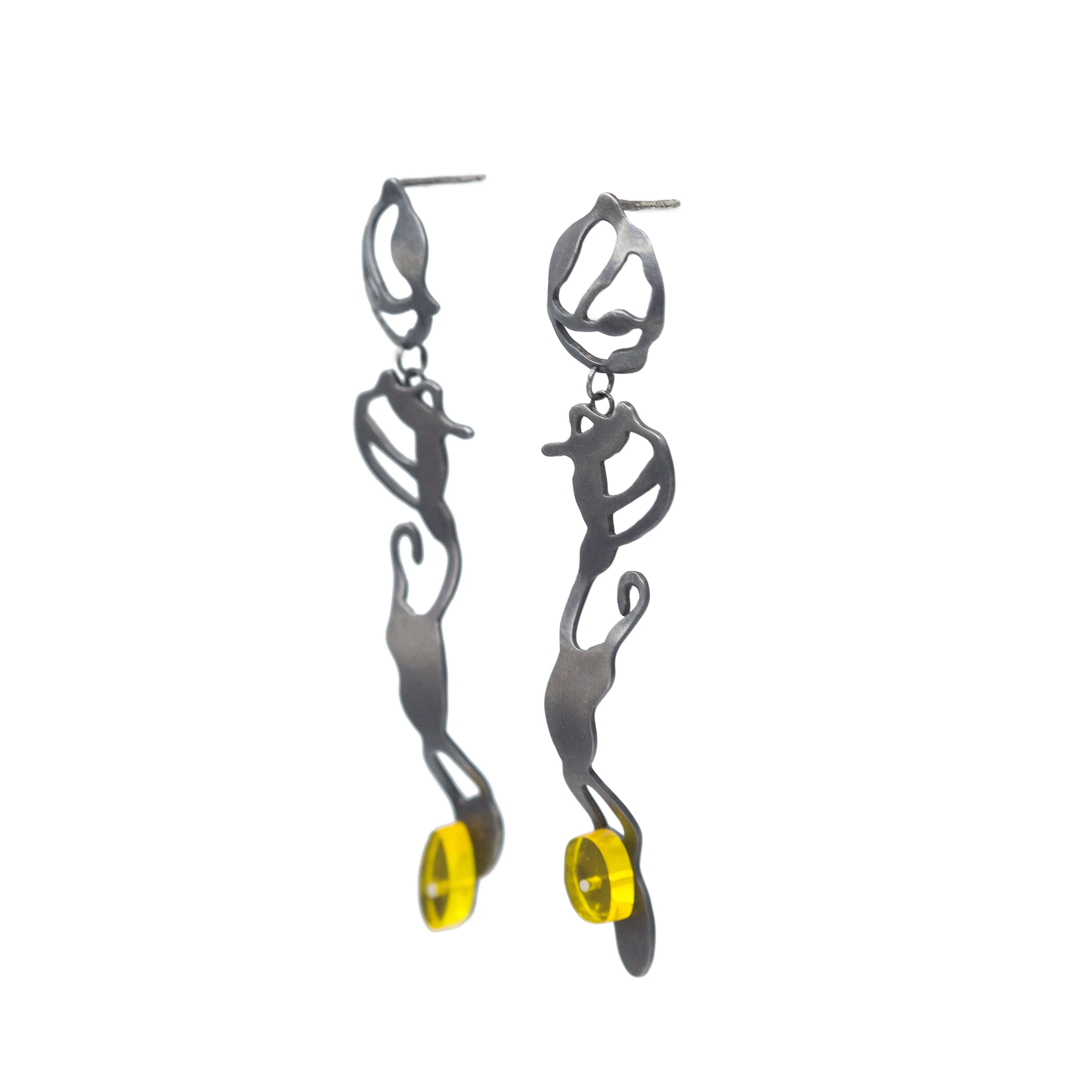 Dancing Seaweed Earrings in Oxidized Silver