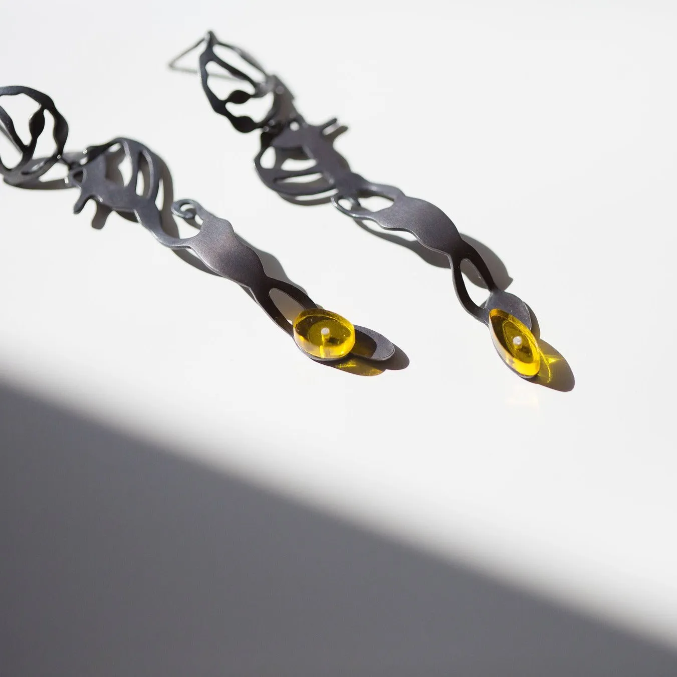 Dancing Seaweed Earrings in Oxidized Silver