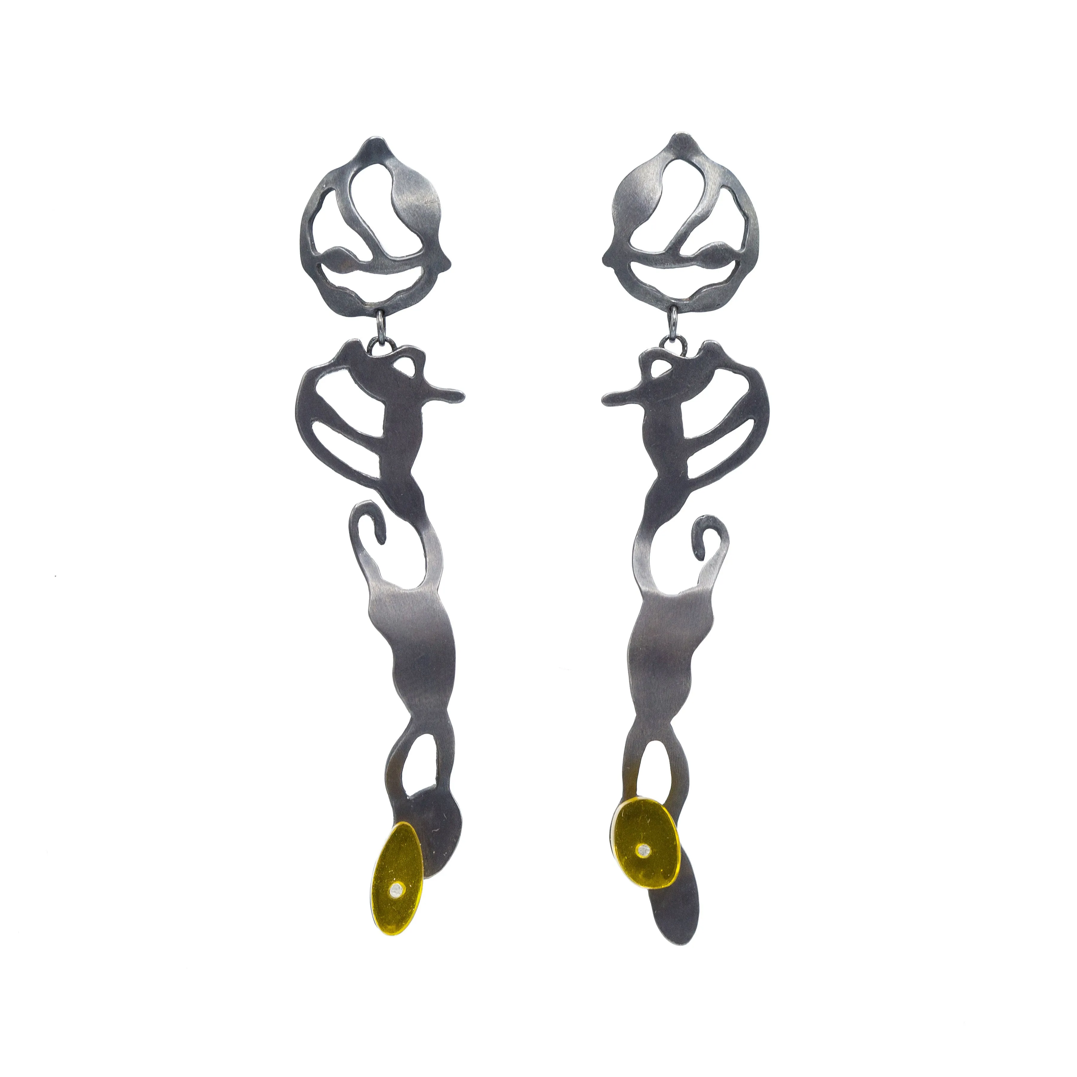 Dancing Seaweed Earrings in Oxidized Silver