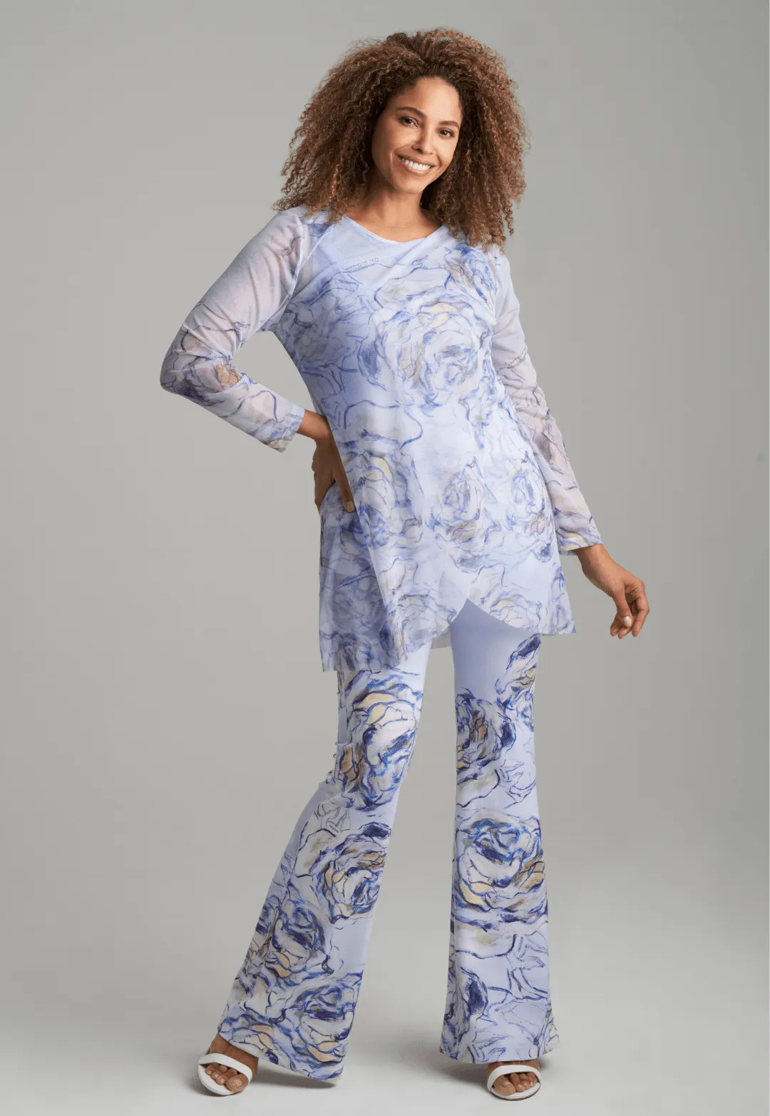 Diane Sheer Mesh Top in Blue Noisette
