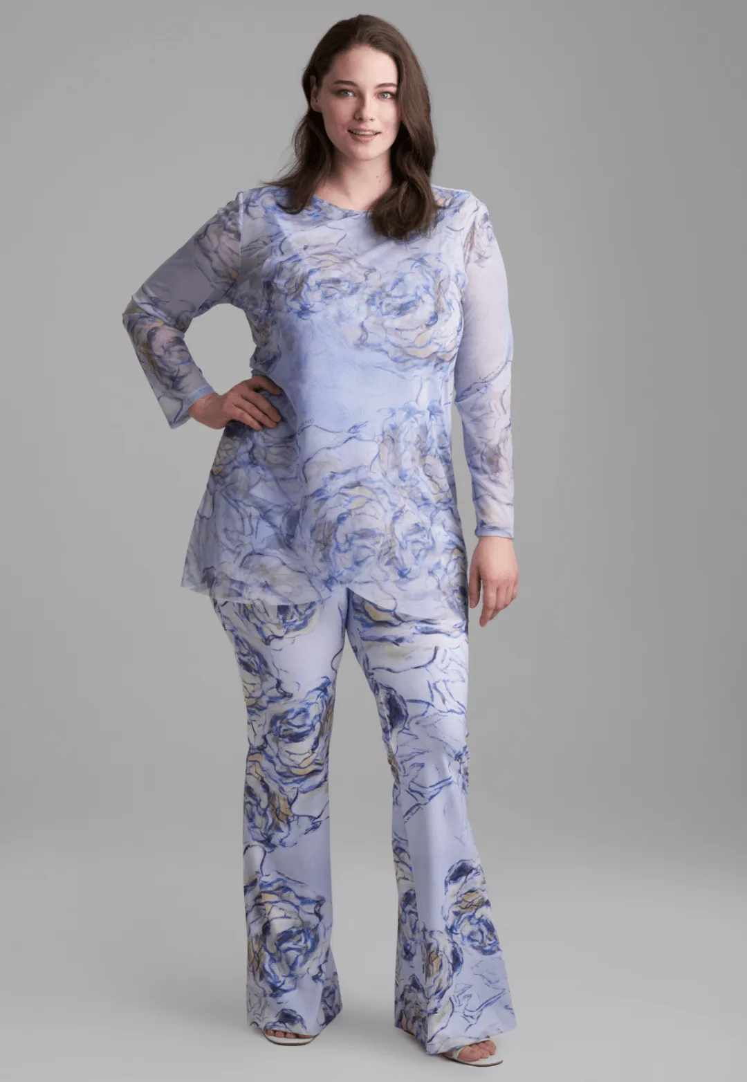 Diane Sheer Mesh Top in Blue Noisette
