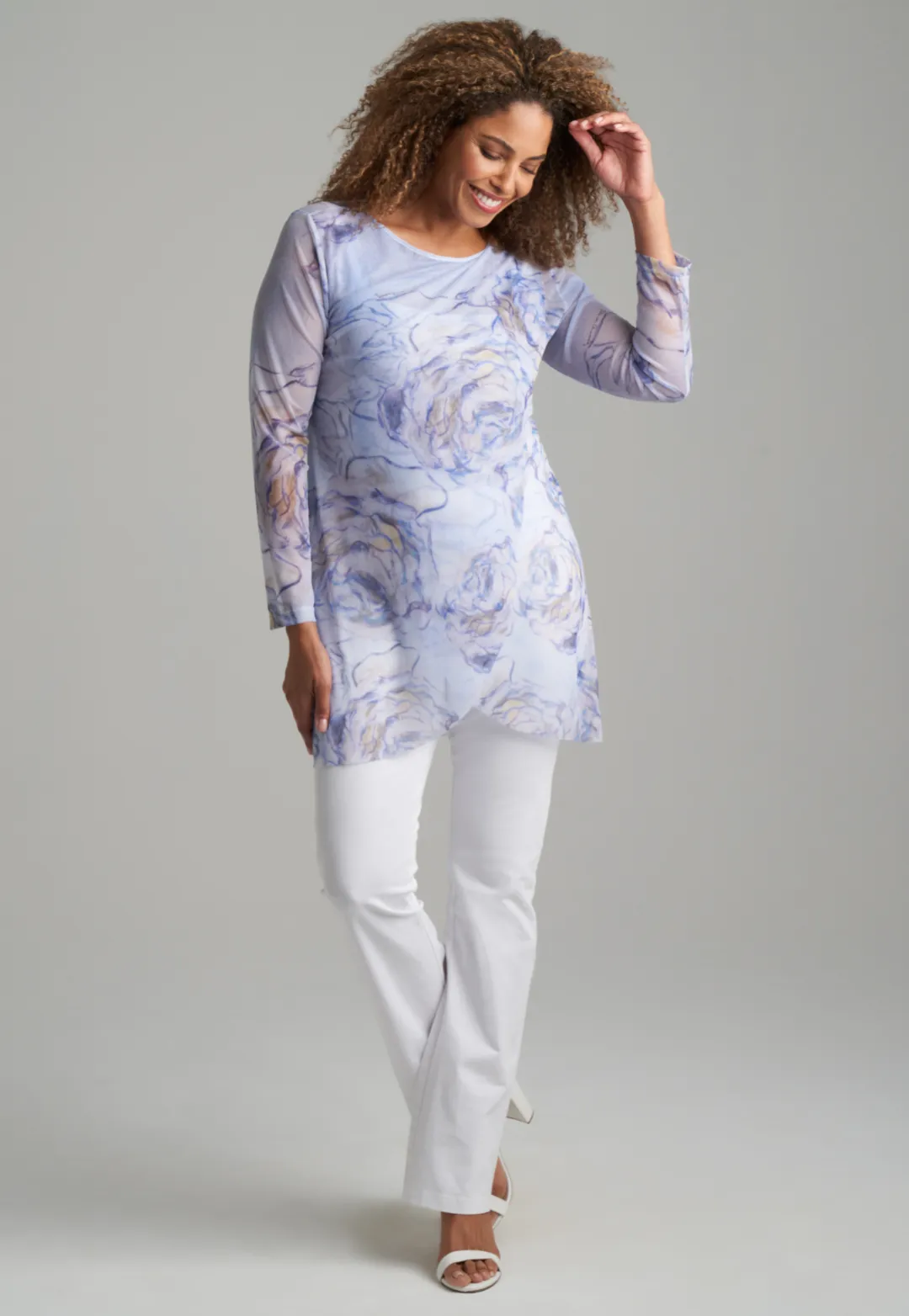 Diane Sheer Mesh Top in Blue Noisette