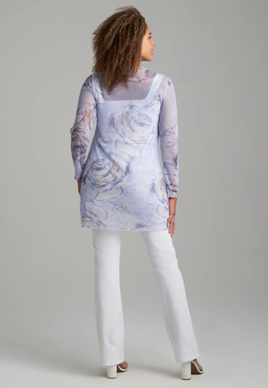 Diane Sheer Mesh Top in Blue Noisette