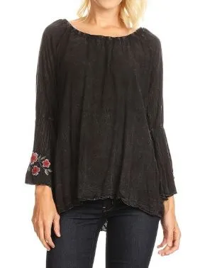 Embroidered Bell Sleeve Top