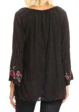 Embroidered Bell Sleeve Top