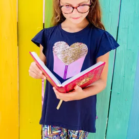 Flip Sequin Favorite Book Flutter Short Sleeve Shirt