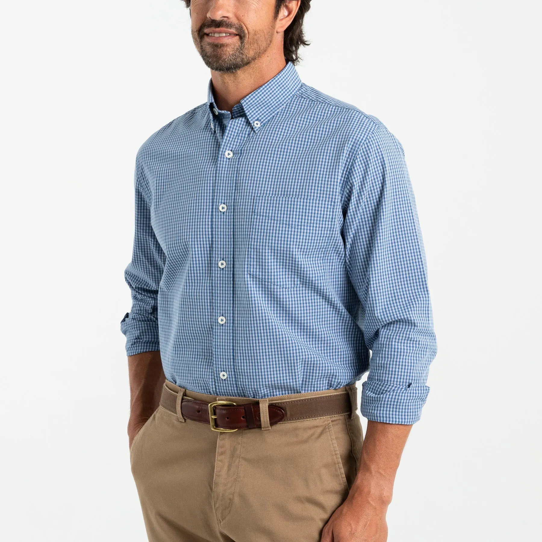 Fuller Plaid Cotton Poplin Sport Shirt - Varsity Blue
