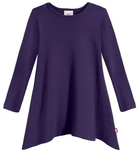 Girls Soft Cotton Jersey Long Sleeve Shark Bite Tunic | Purple