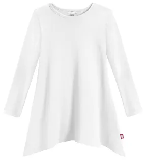 Girls Soft Cotton Jersey Long Sleeve Shark Bite Tunic | White