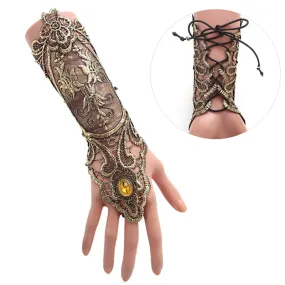 Gothic Steampunk Black Lace Fingerless Glove Bracelet