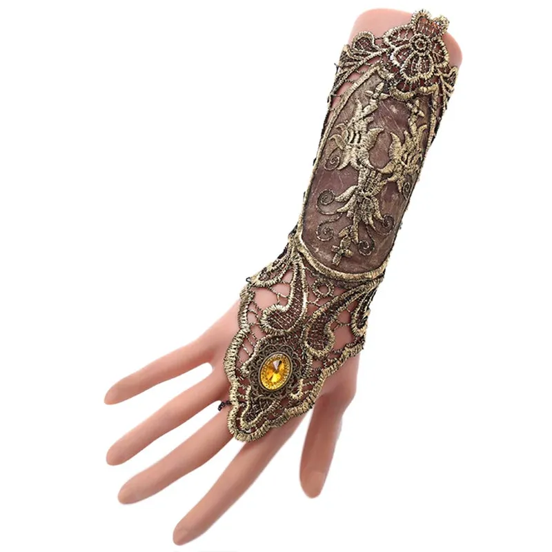 Gothic Steampunk Black Lace Fingerless Glove Bracelet