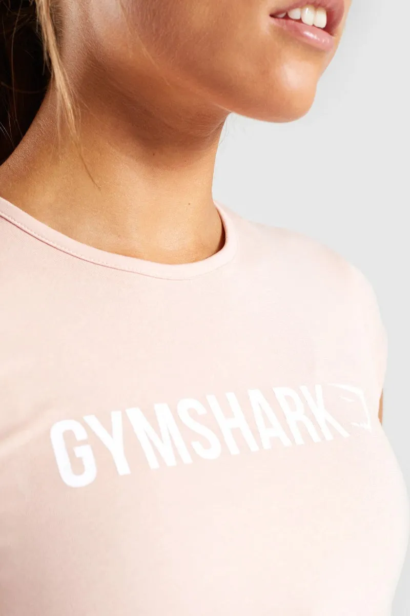 Gymshark Ribbon Capped Sleeve Crop Top Blush Nude
