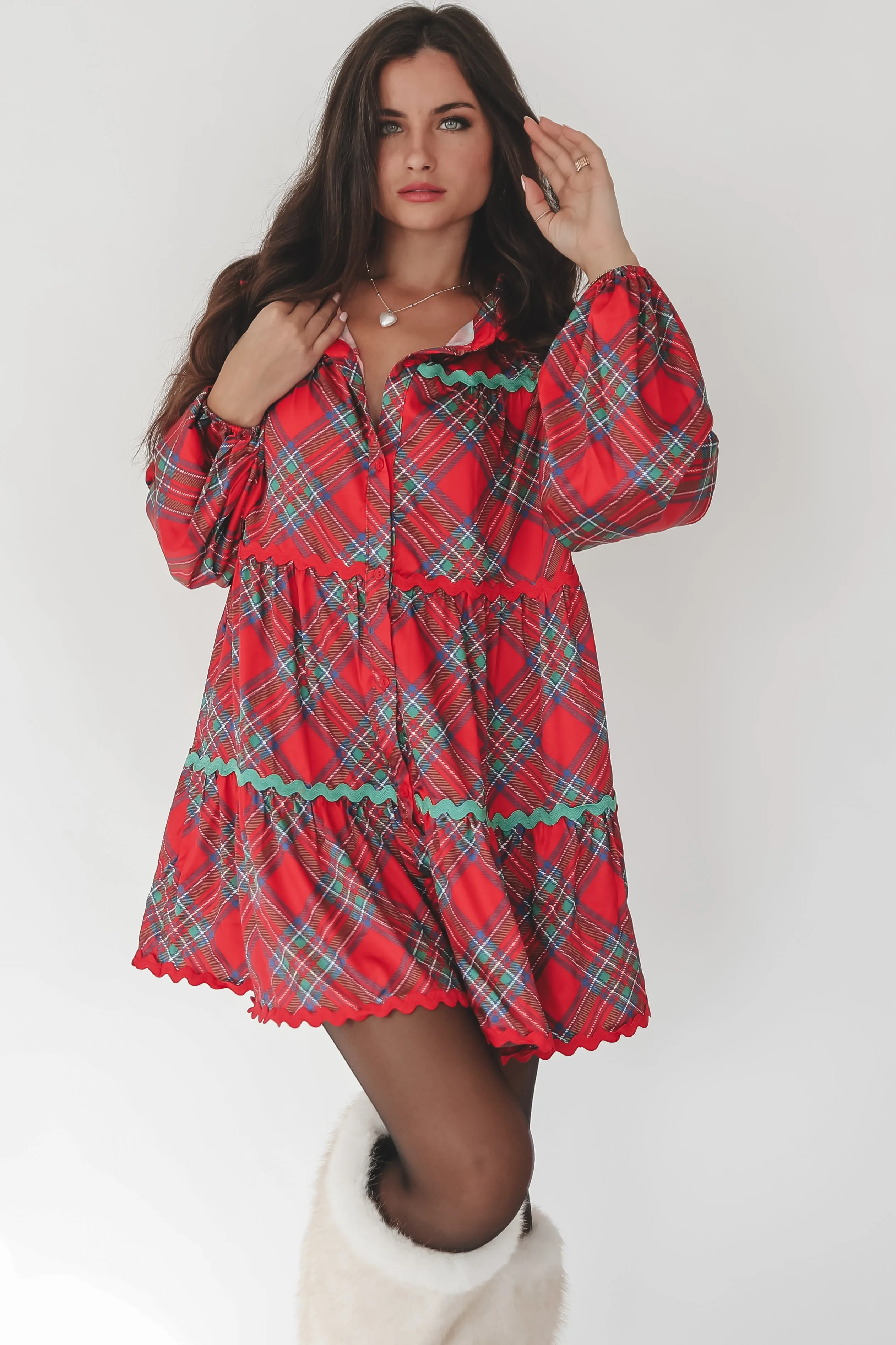 Having Myself A Merry Time Holiday Plaid Dress