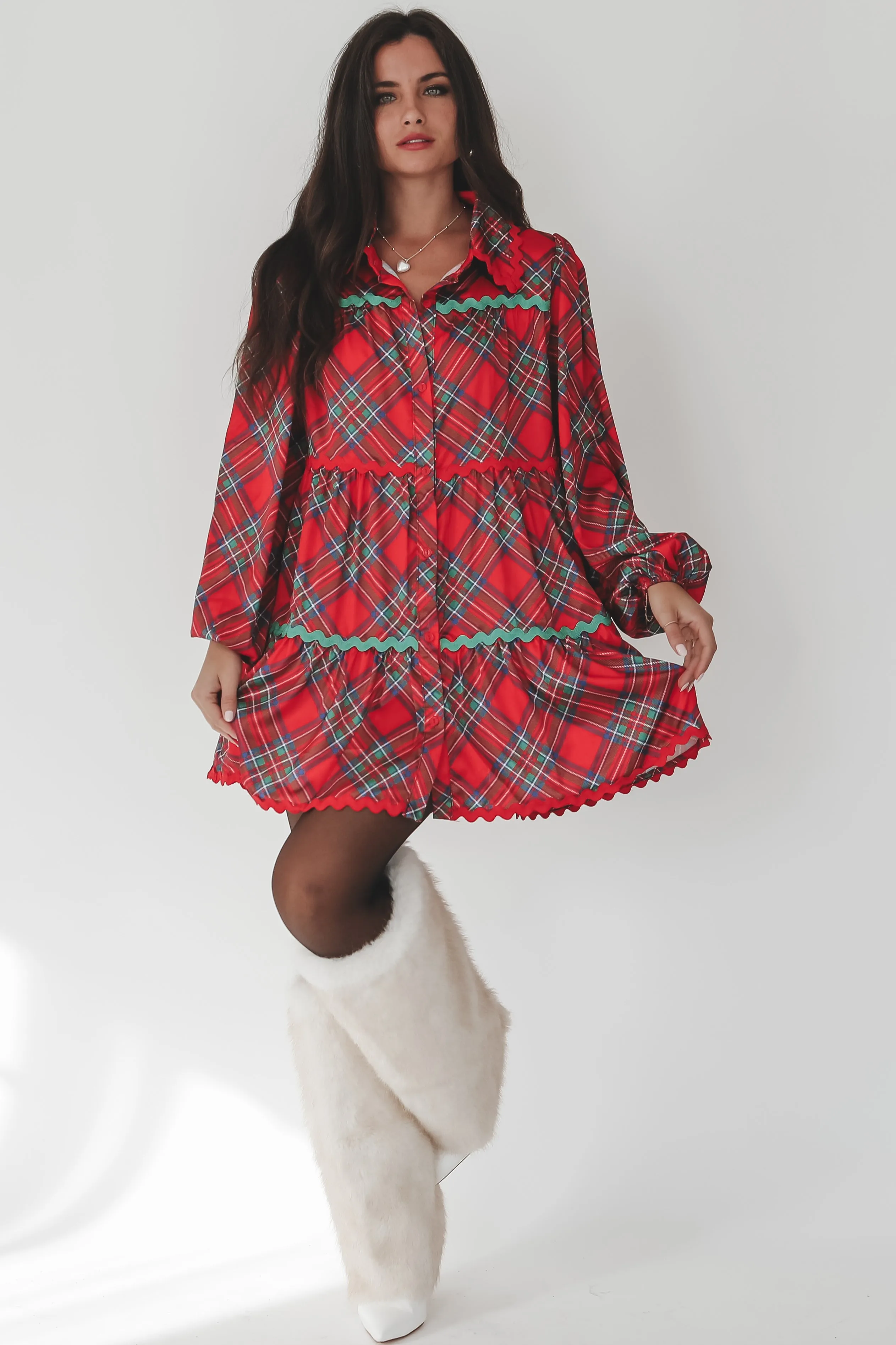 Having Myself A Merry Time Holiday Plaid Dress