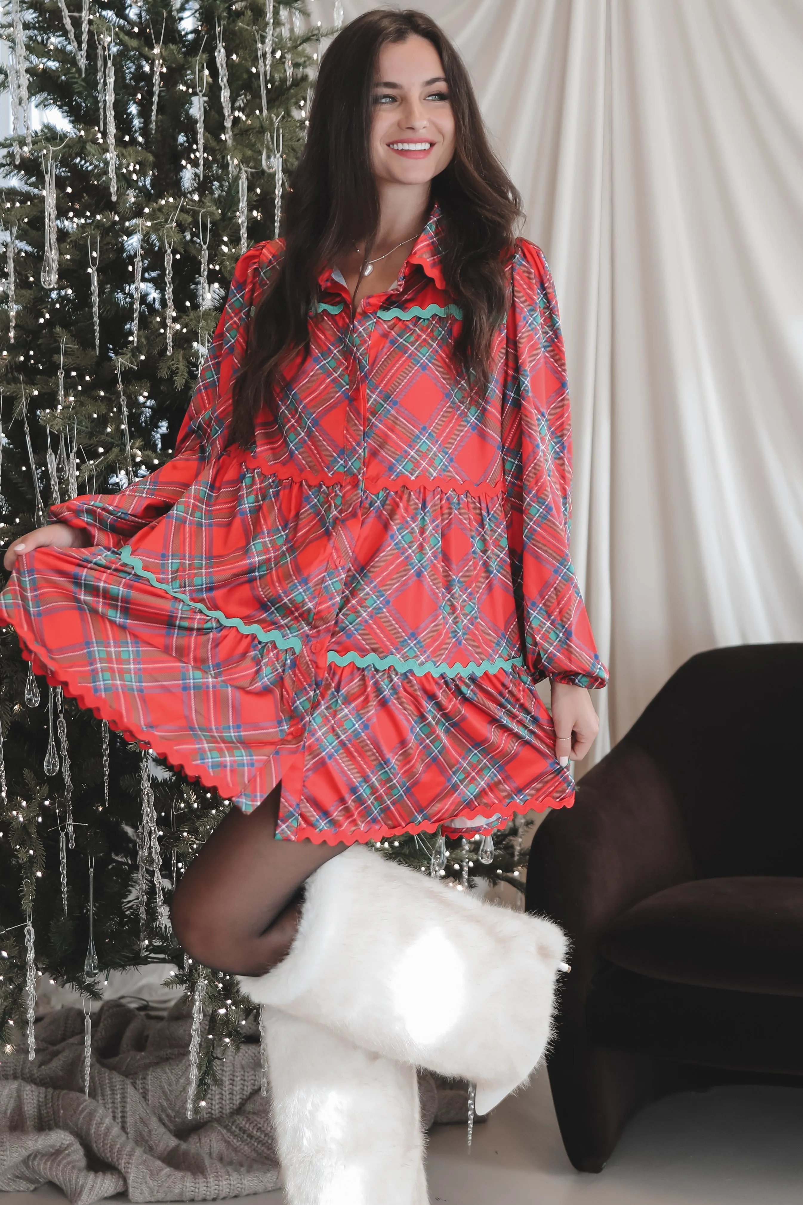 Having Myself A Merry Time Holiday Plaid Dress