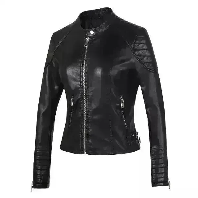 Ladies Fall and Winter Slim fit Leather Jacket  Biker Jacket Women