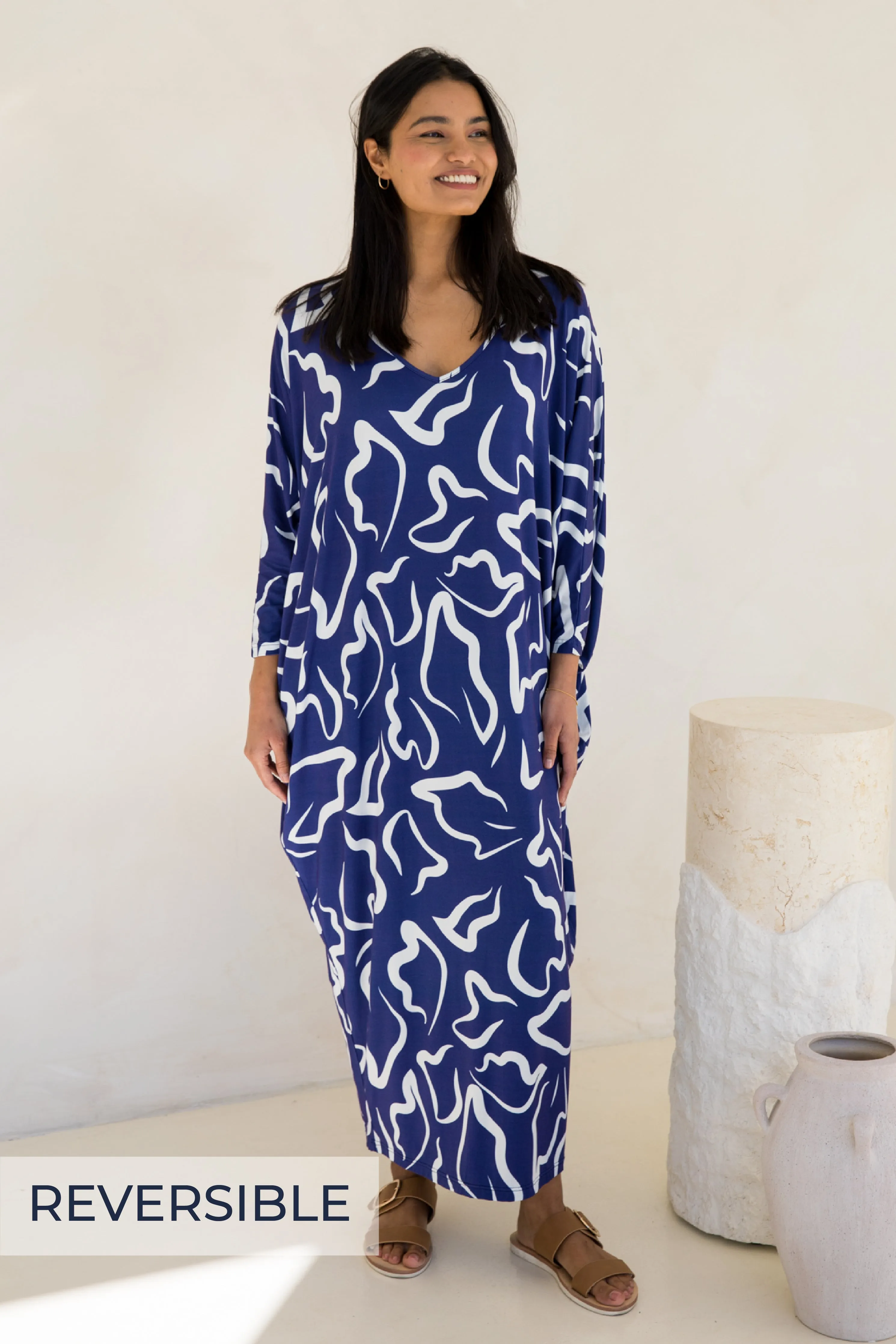 Long Sleeve Maxi Miracle Dress in Seaport