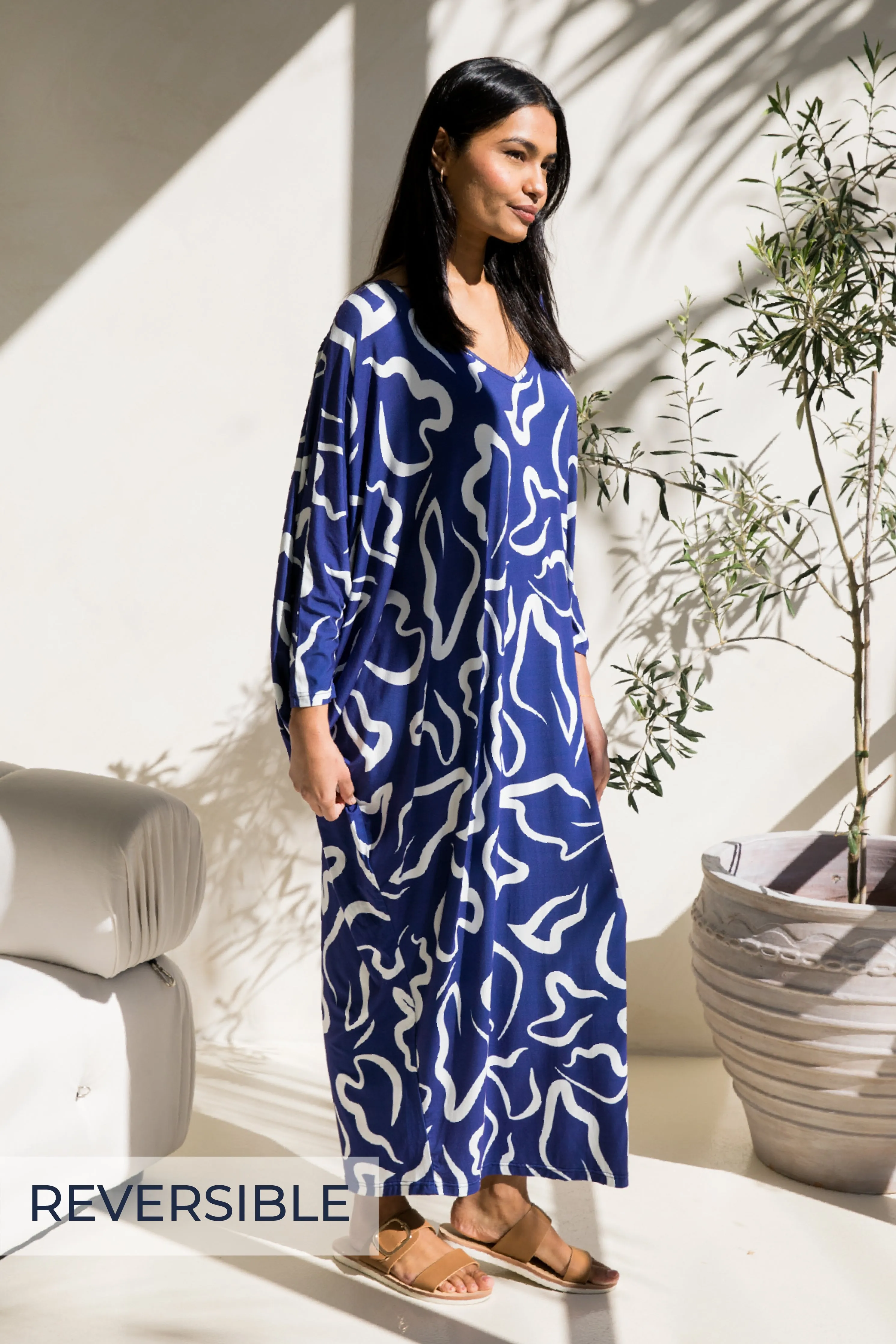 Long Sleeve Maxi Miracle Dress in Seaport