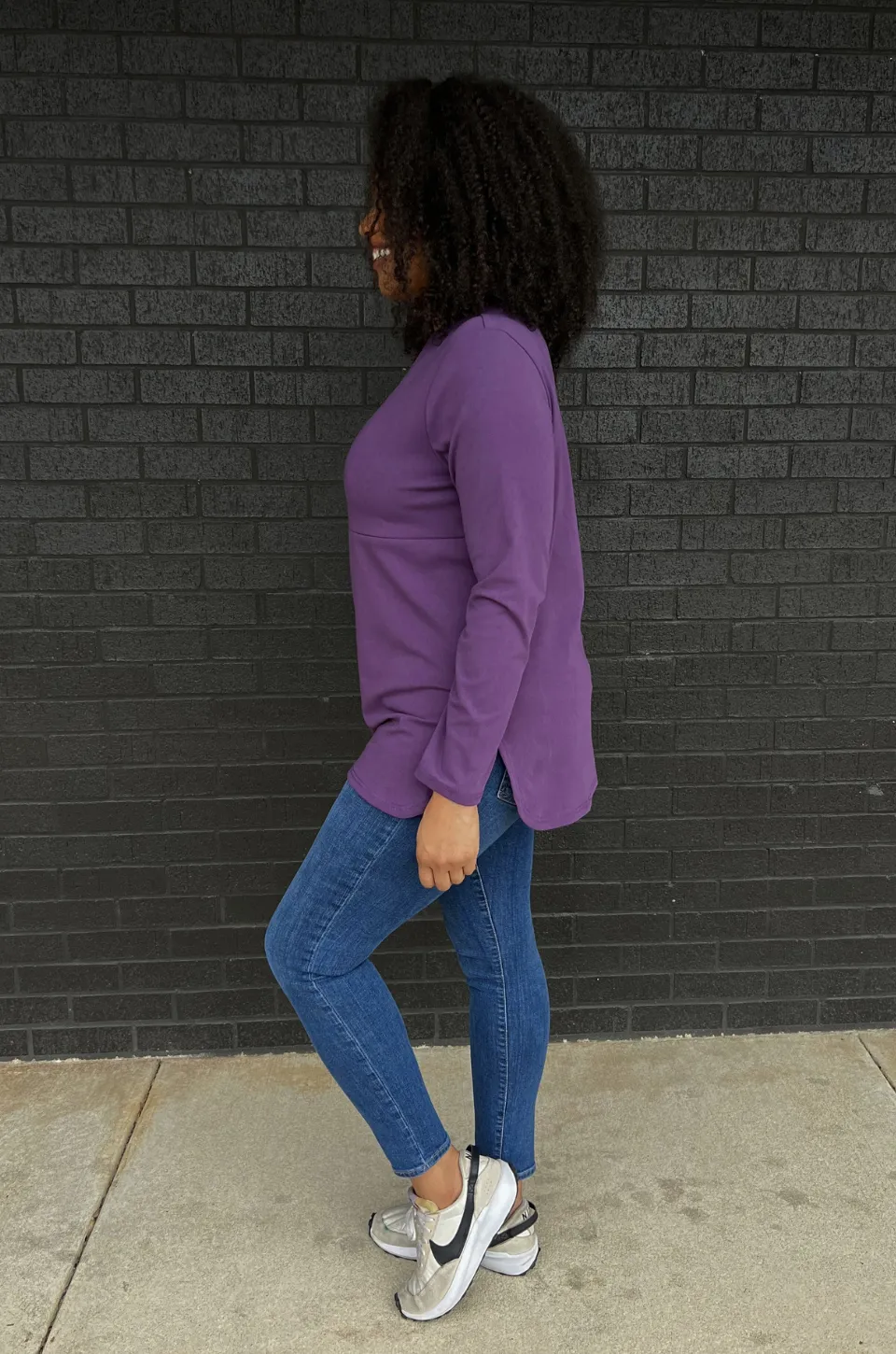 Long Sleeve Nursing Tunic Top - Purple