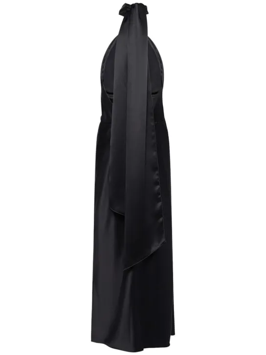 Max Mara   Moli satin long dress w/ self-tie panel 