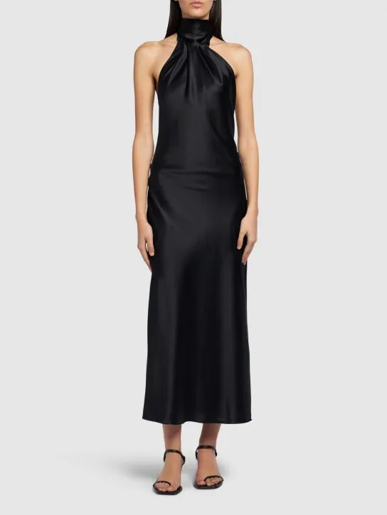 Max Mara   Moli satin long dress w/ self-tie panel 