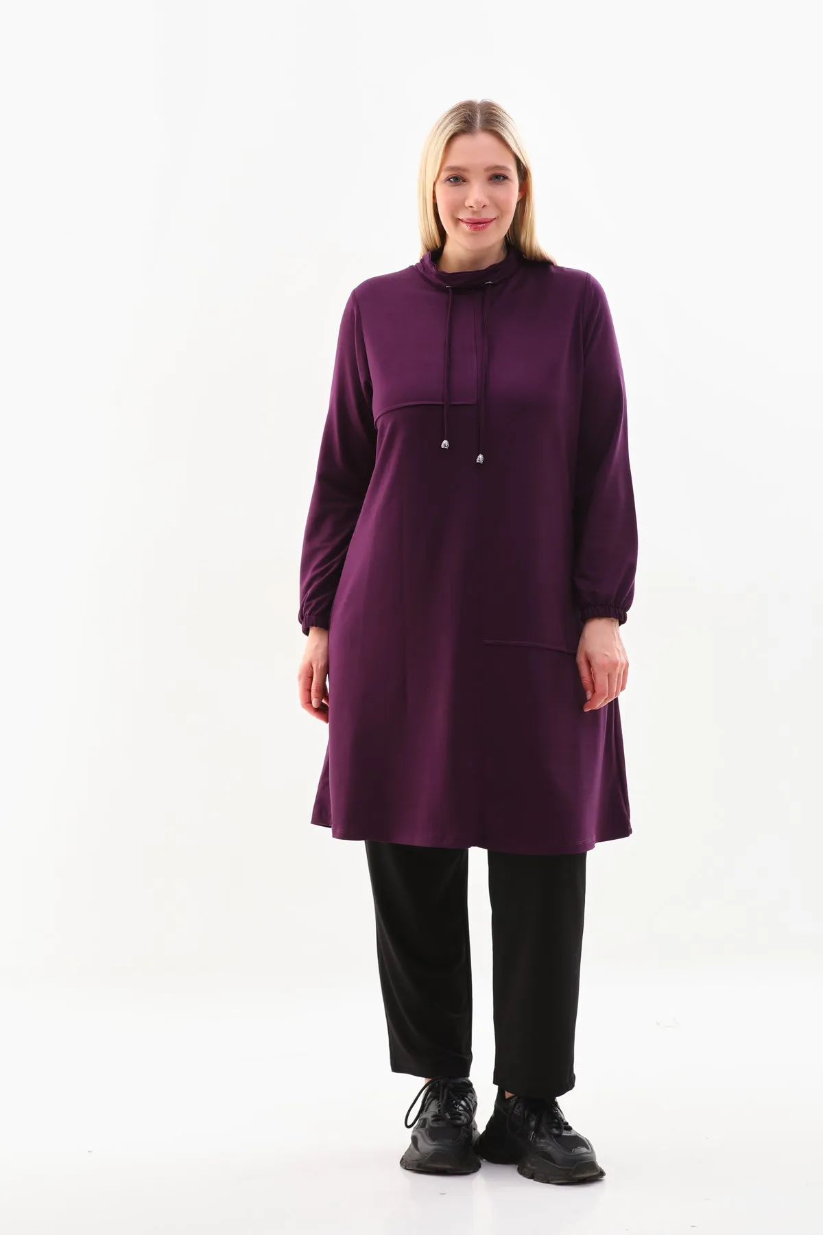MSB Cotton Lapel Collar Tunic Purple