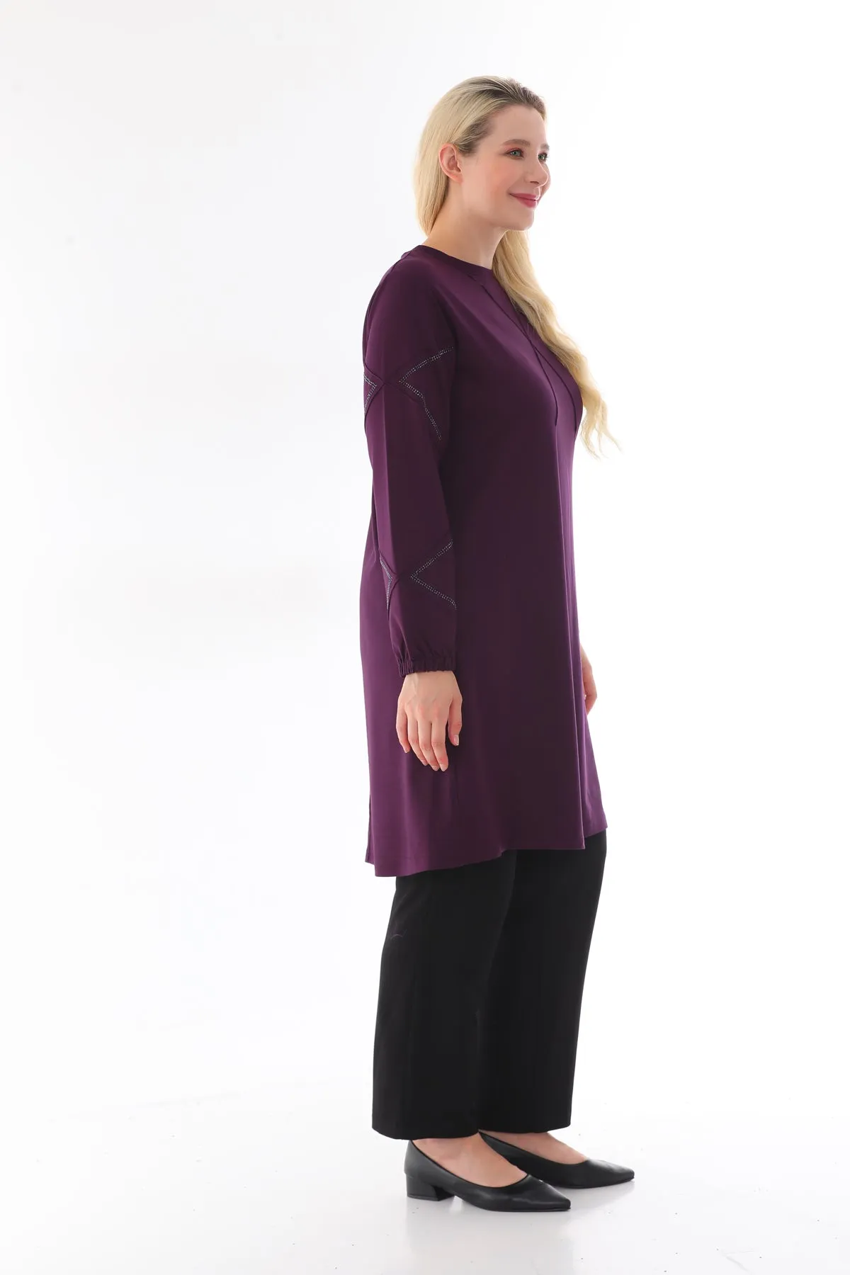 MSB Cotton&Stone Dtld Tunic Purple