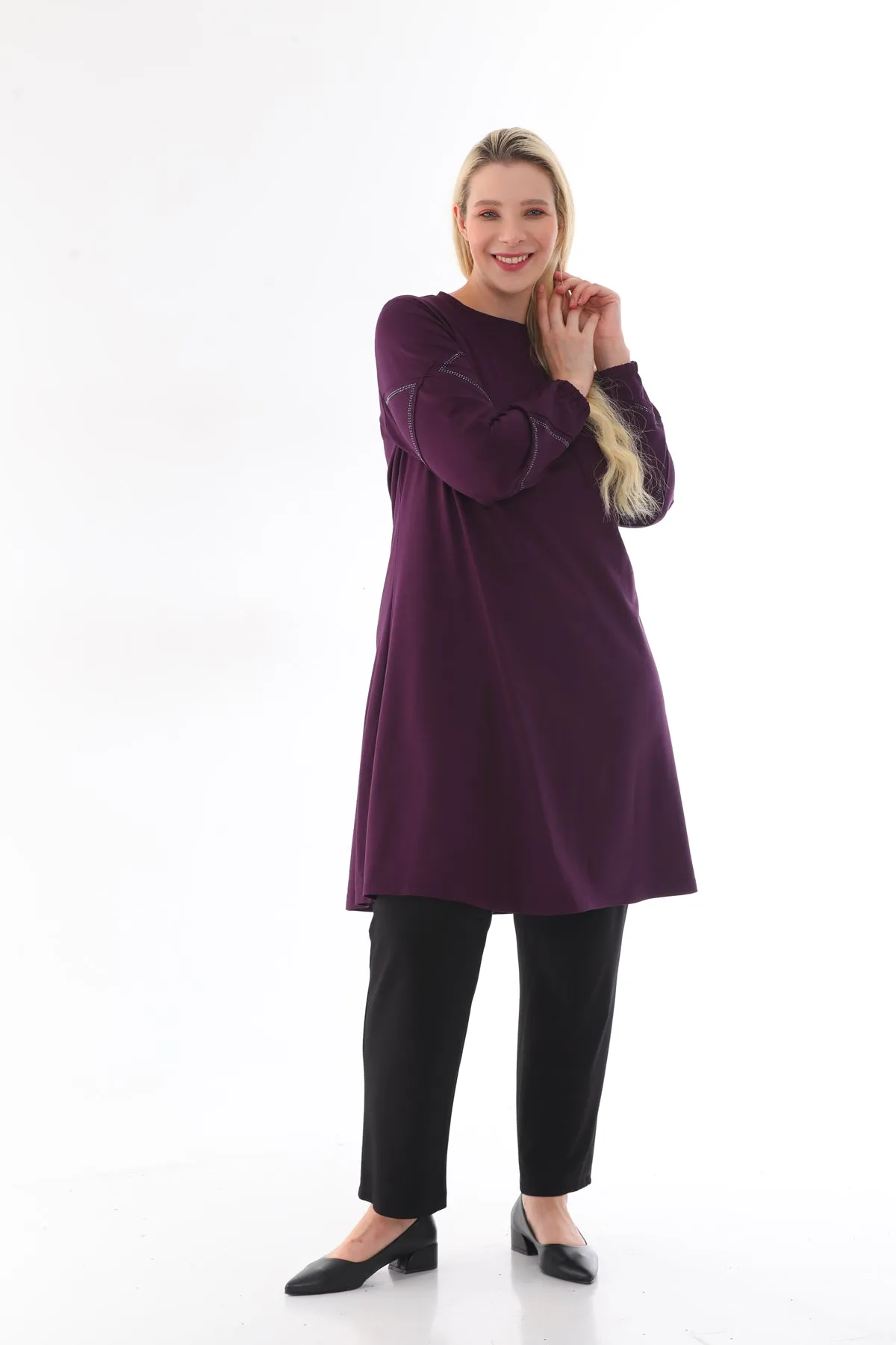 MSB Cotton&Stone Dtld Tunic Purple