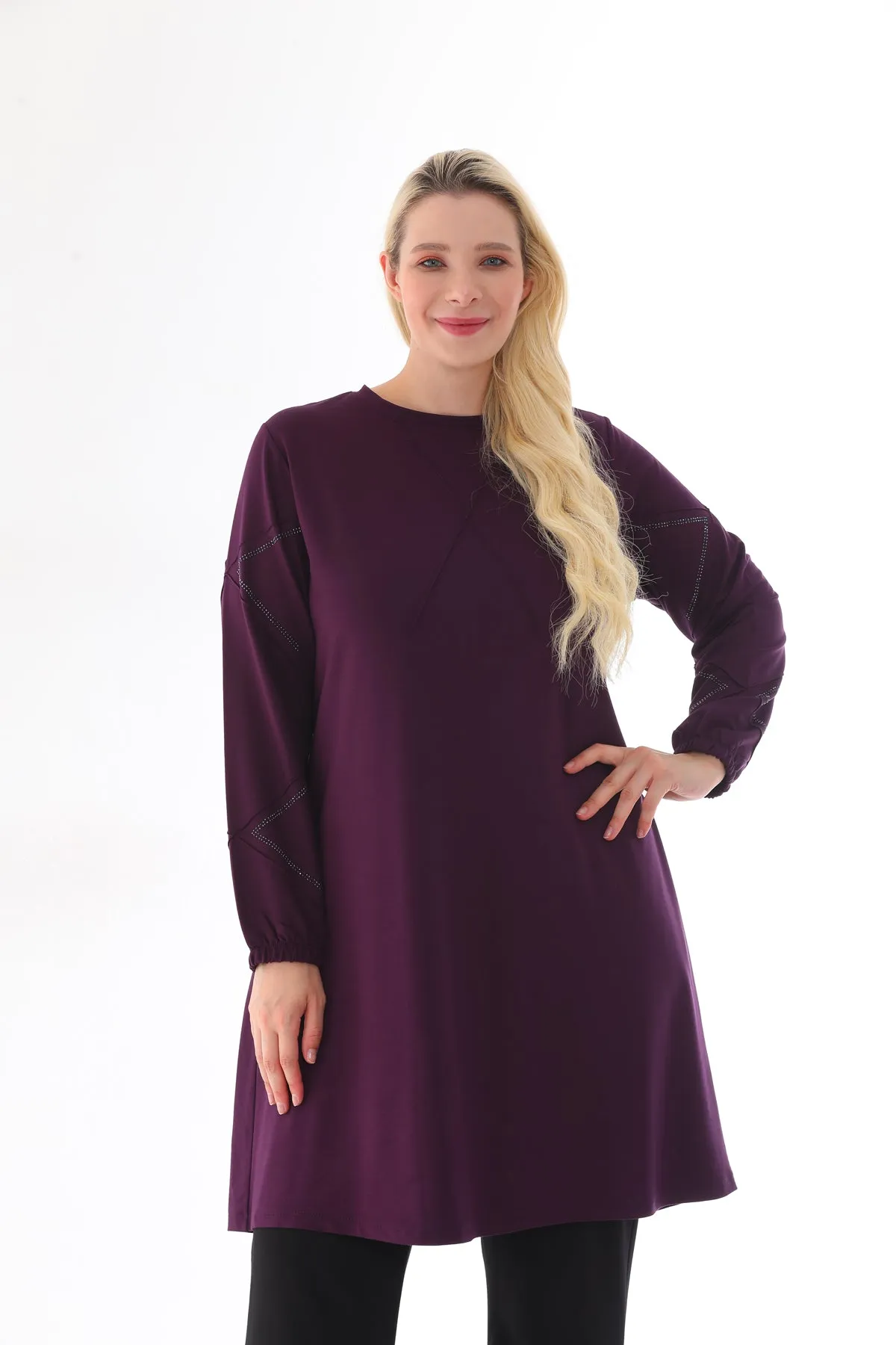 MSB Cotton&Stone Dtld Tunic Purple