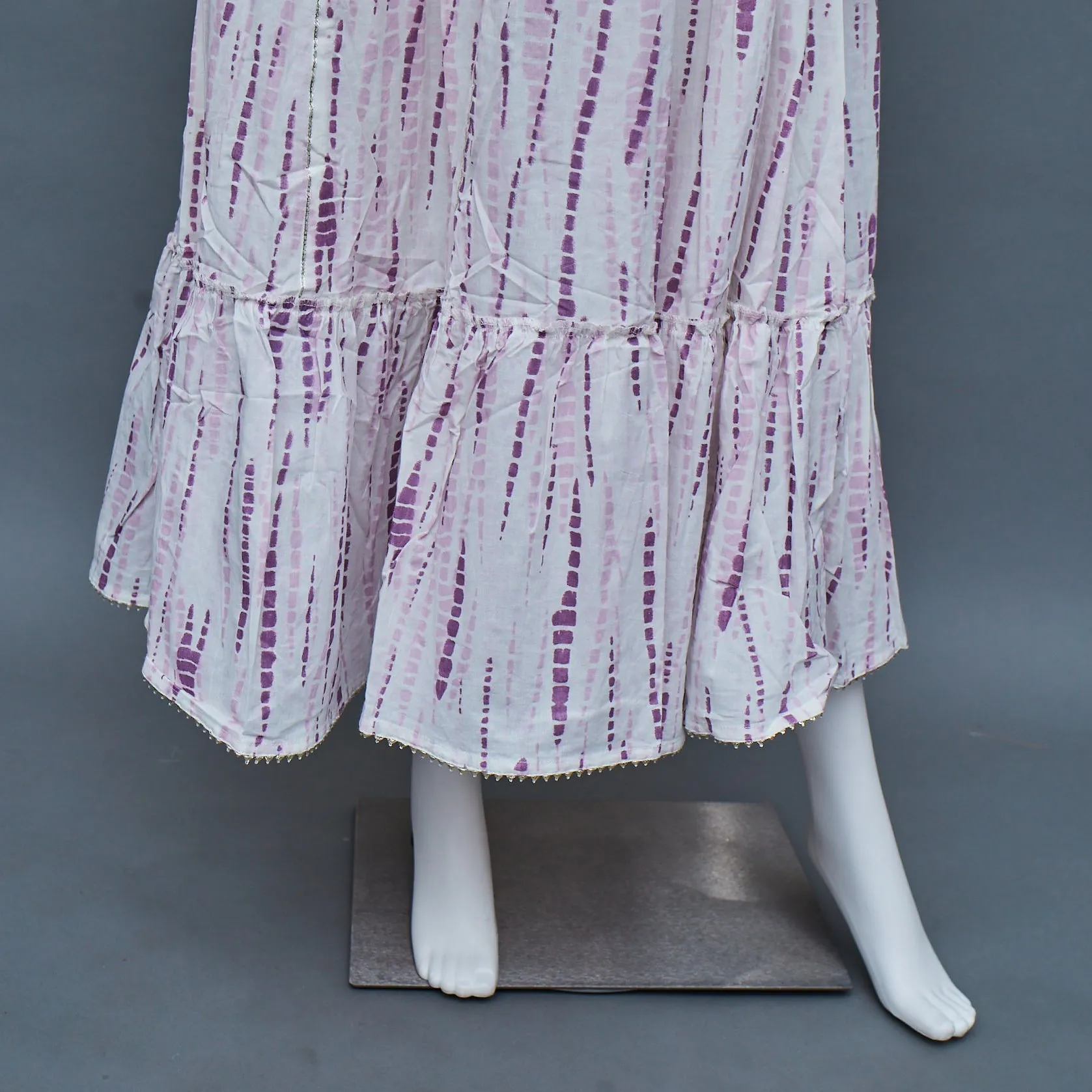 Purple White A-Line Kurti