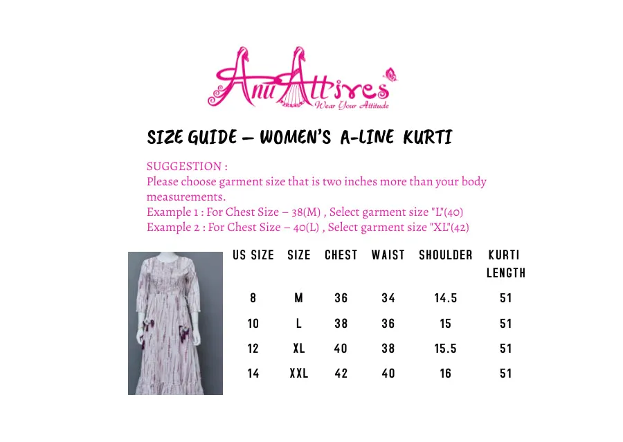 Purple White A-Line Kurti