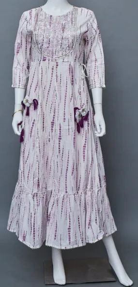 Purple White A-Line Kurti