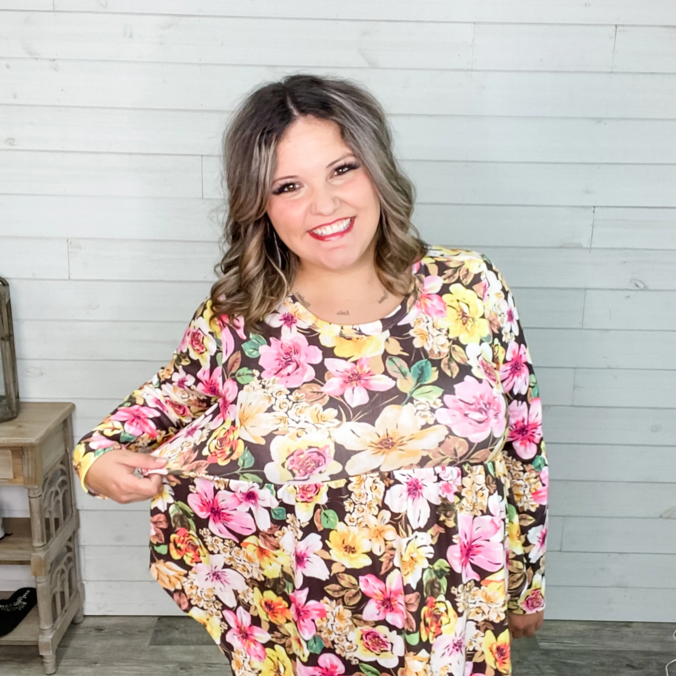 "Girlfriend"  Long Sleeve Floral Babydoll
