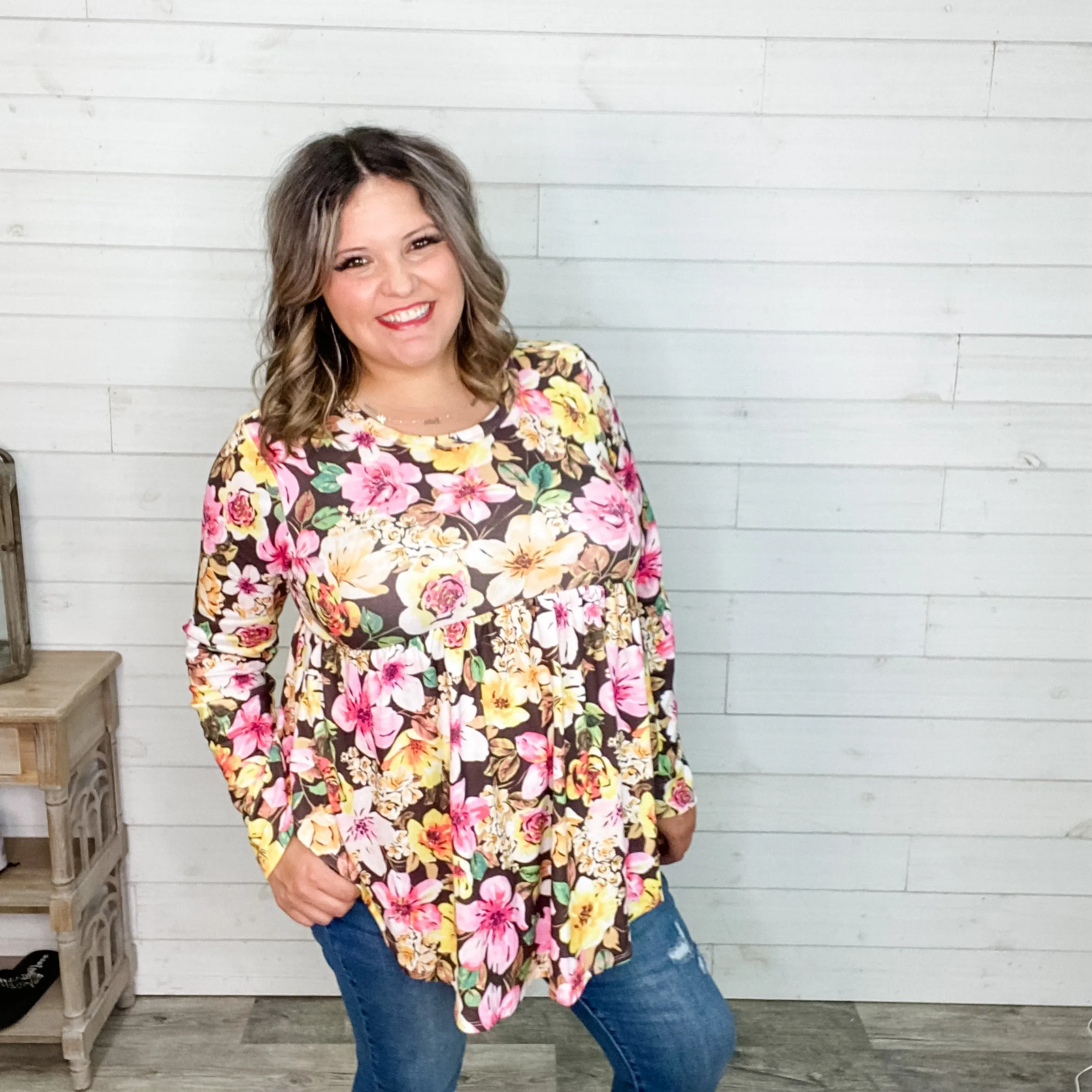 "Girlfriend"  Long Sleeve Floral Babydoll