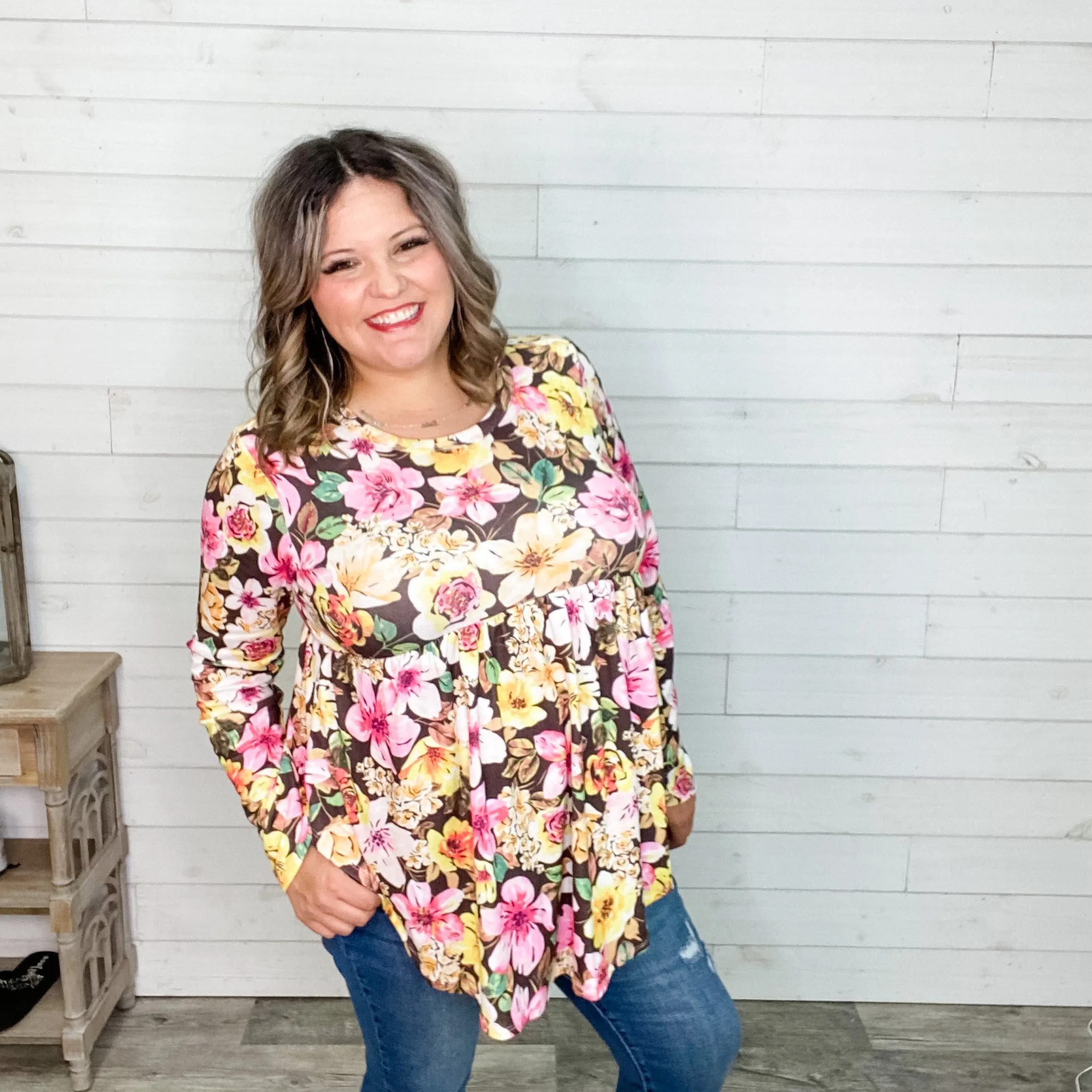"Girlfriend"  Long Sleeve Floral Babydoll