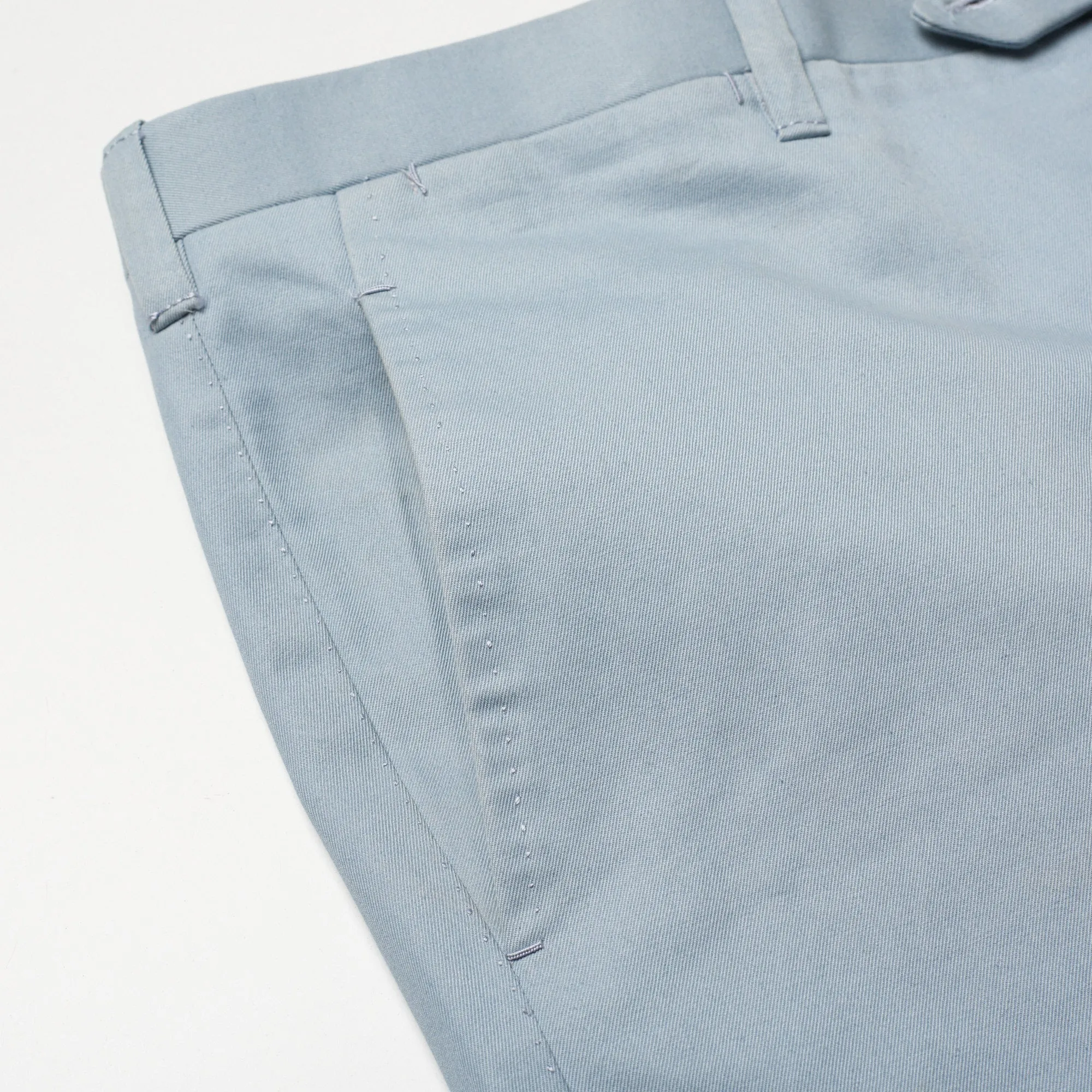 Sartoria CHIAIA Bespoke Handmade Light Blue Cotton Flat Front Chino Pants EU 52 US 36