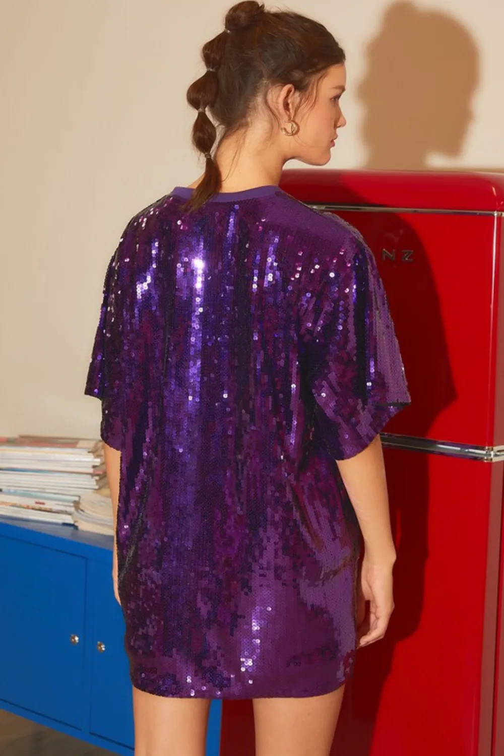 SEQUIN GAME DAY TUNIC | PURPLE & GOLD