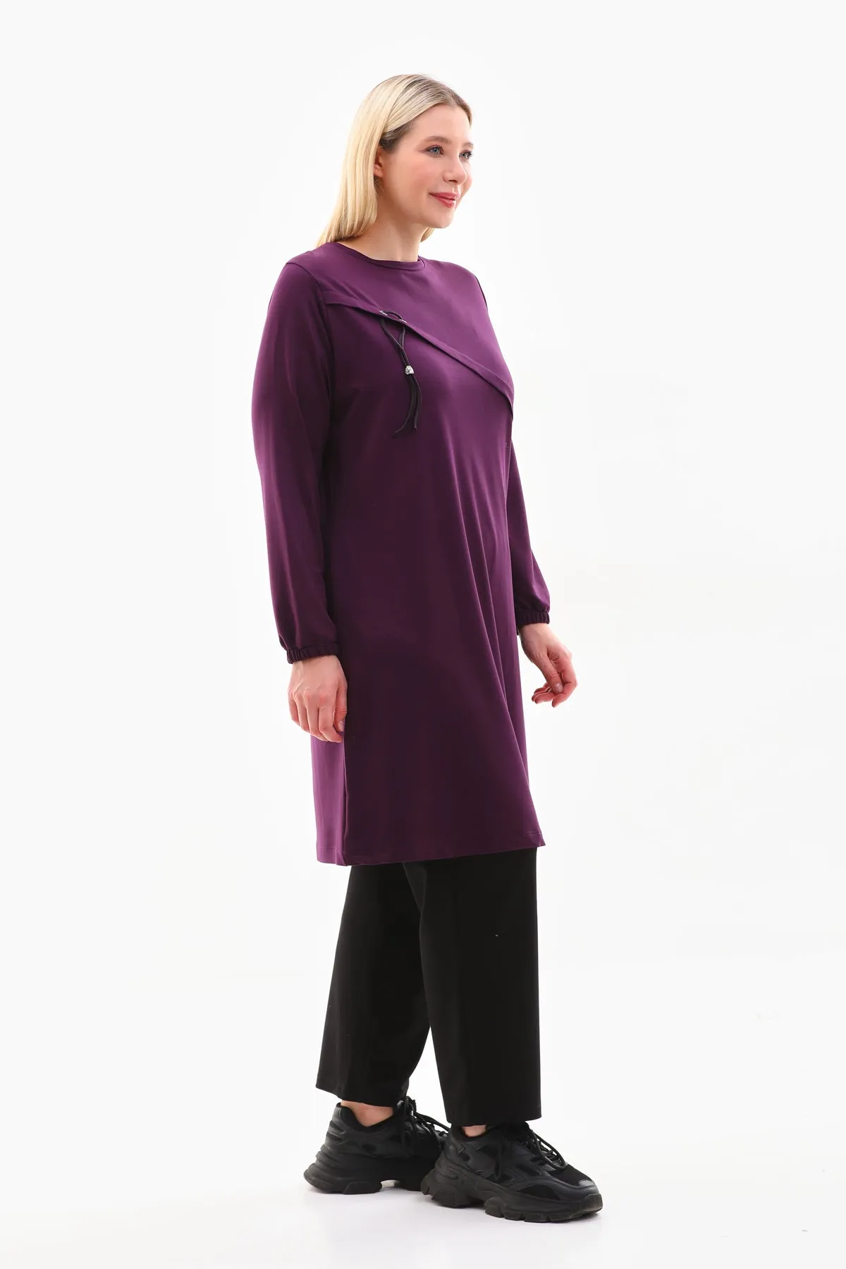 SR Eyelet Dtld Tunic Purple