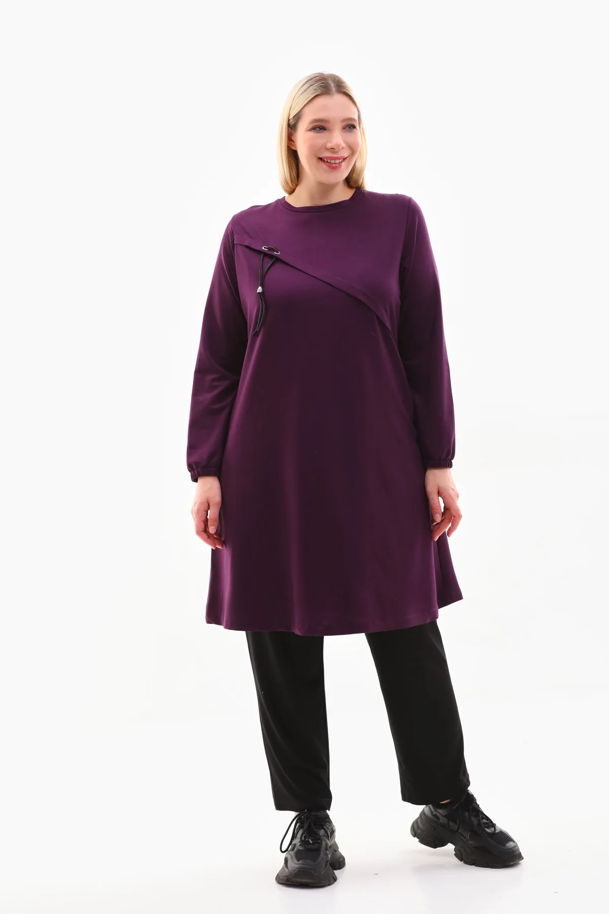SR Eyelet Dtld Tunic Purple